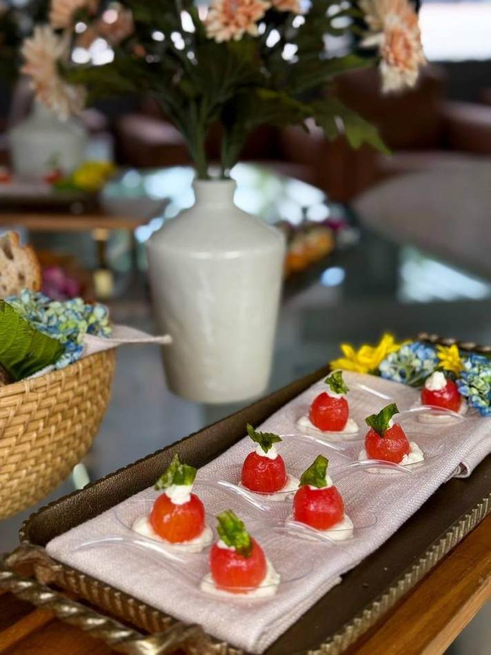 Tomato bites, tray-passed. Chef Tasos Luxury Dining, Miami