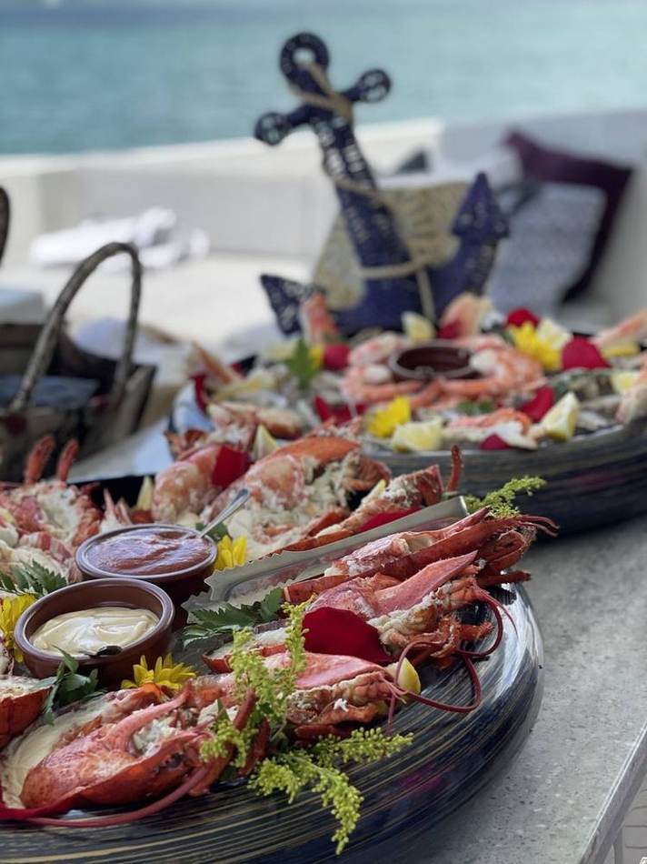 Dockside seafood platter, wide. Chef Tasos Luxury Dining, Miami