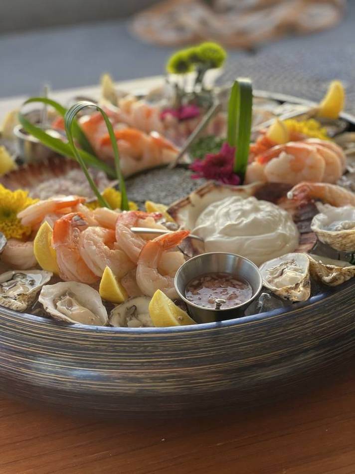 Shrimp and oyster platter. Chef Tasos Luxury Dining, Miami