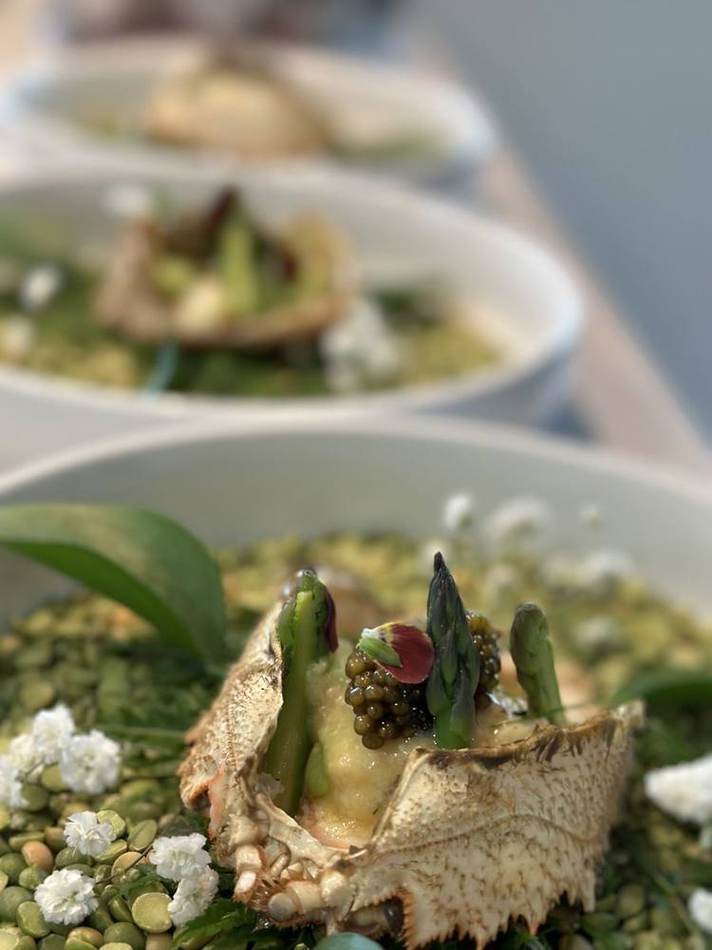 Crab with peas. Chef Tasos Luxury Dining, Miami