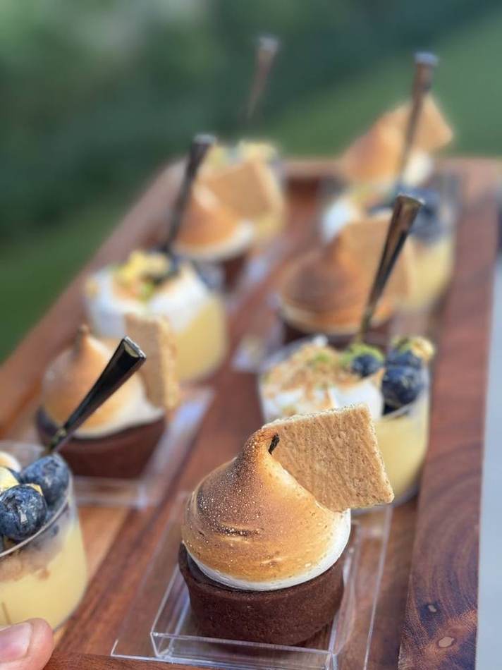 Dessert cups with tuile. Chef Tasos Luxury Dining, Miami