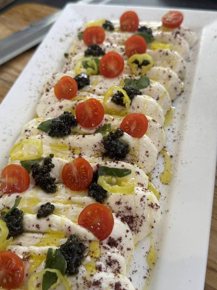 Caprese platter with caviar. Chef Tasos Luxury Dining, Miami