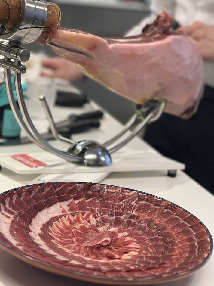 Jamón being carved. Chef Tasos Luxury Dining, Miami