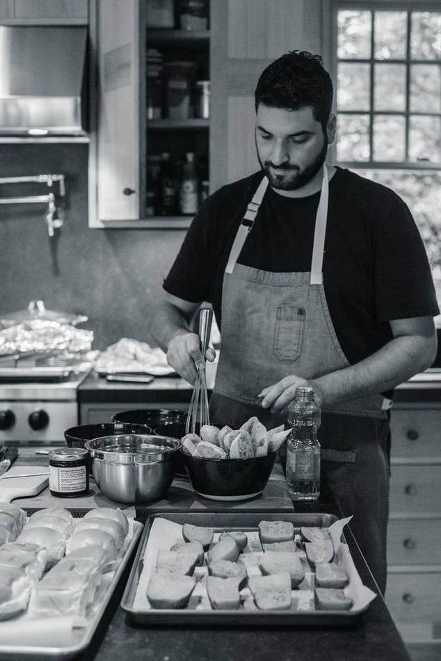 Chef plating, black & white. Chef Tasos Luxury Dining, Miami
