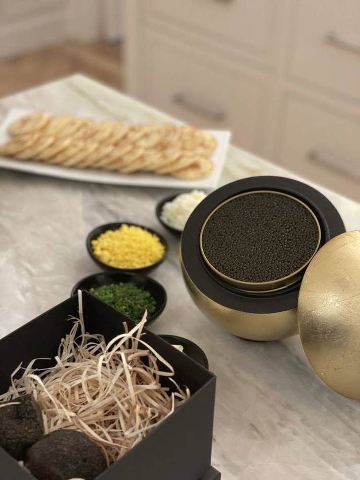 Caviar service. Chef Tasos Luxury Dining, Miami
