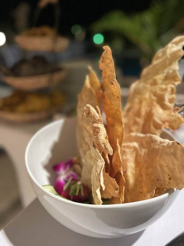 Crisps in a bowl. Chef Tasos Luxury Dining, Miami
