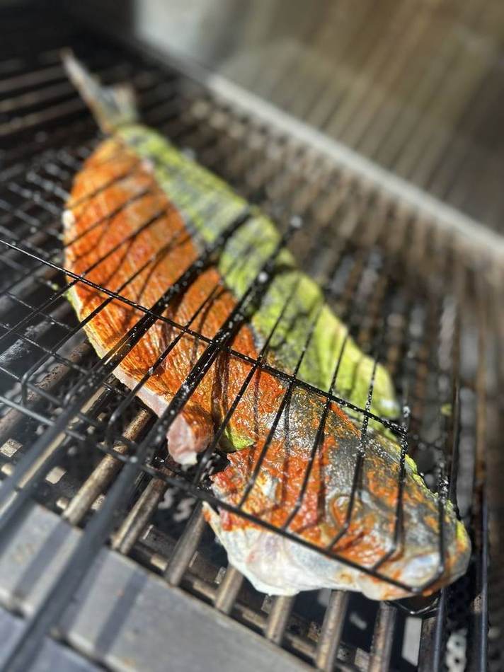 Salmon on the grill. Chef Tasos Luxury Dining, Miami