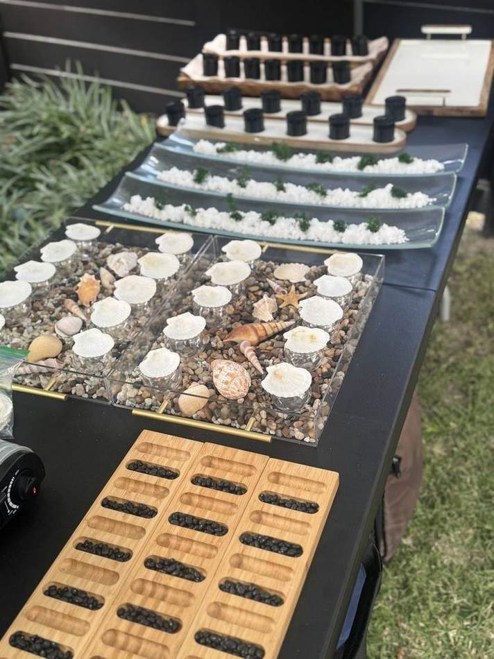 Modern canapé station. Chef Tasos Luxury Dining, Miami