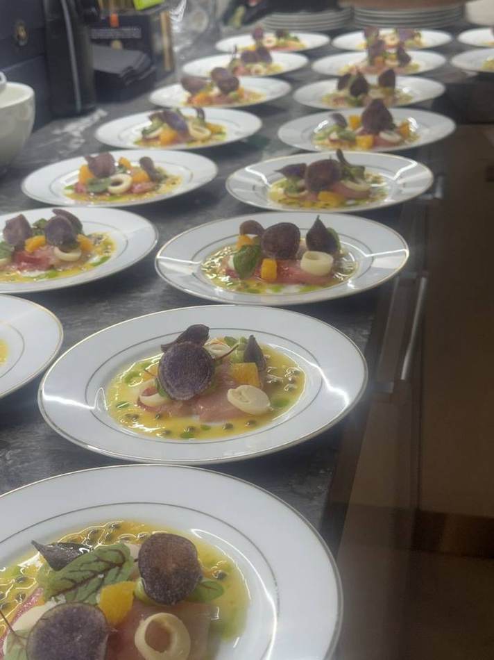 Plated course line. Chef Tasos Luxury Dining, Miami