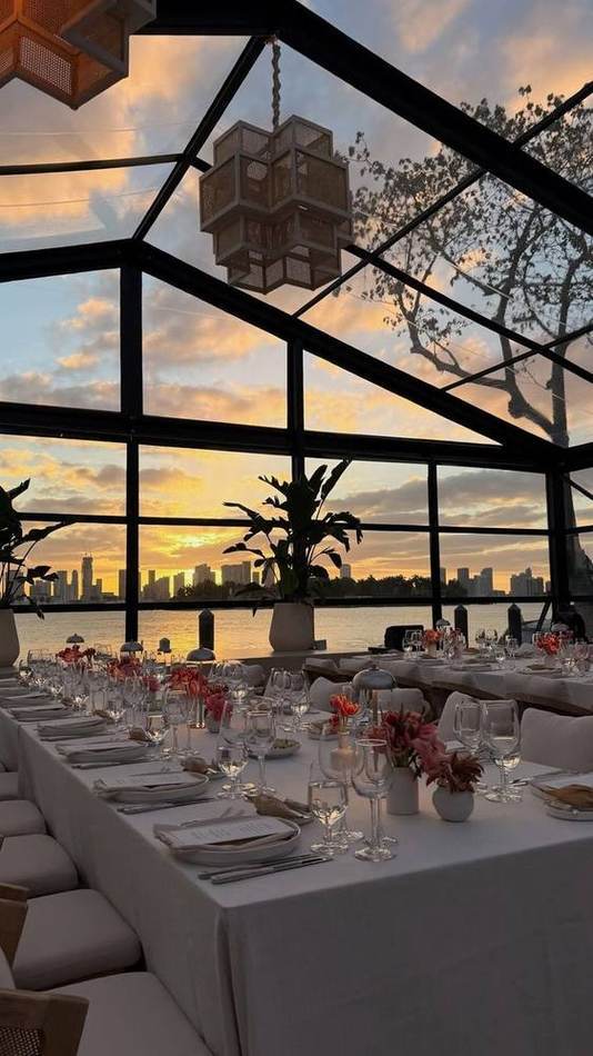 Greenhouse table at sunset. Chef Tasos Luxury Dining, Miami