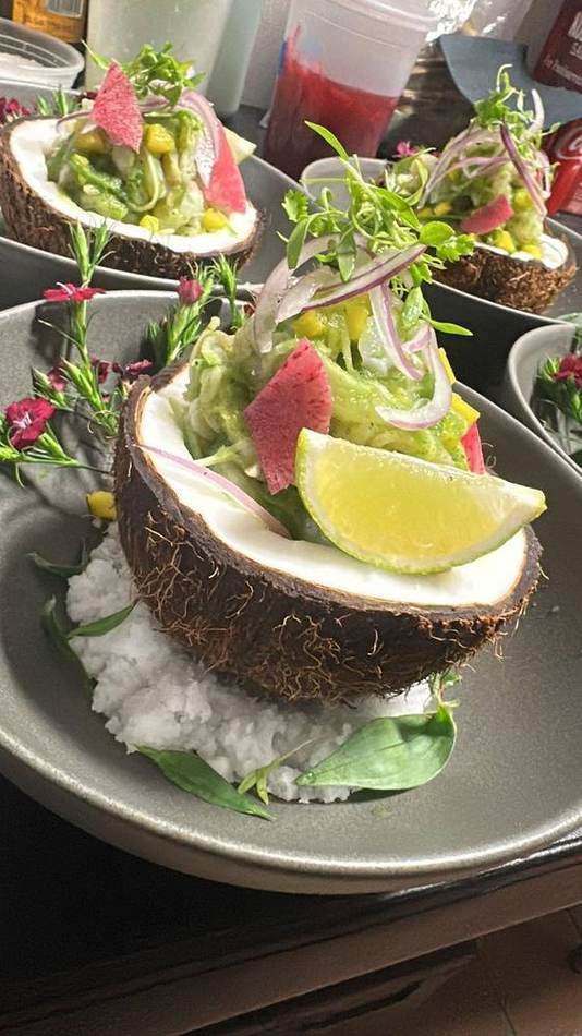 Ceviche in coconut. Chef Tasos Luxury Dining, Miami