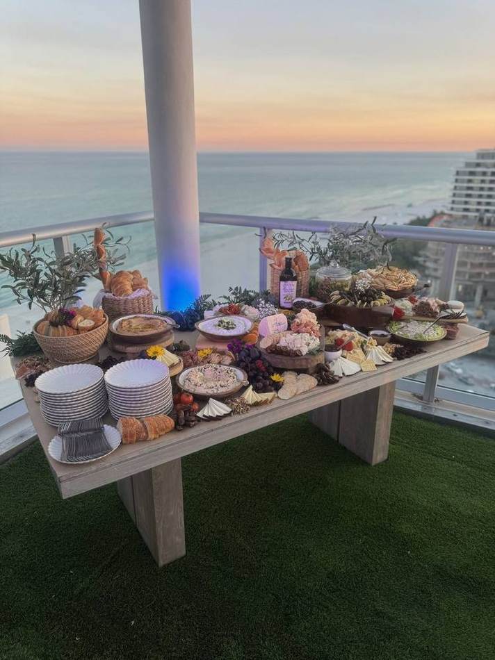Dessert table with an ocean view. Chef Tasos Luxury Dining, Miami