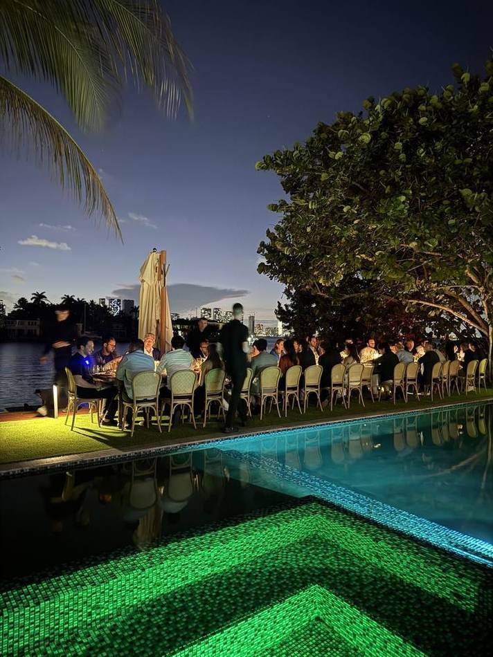 Poolside event at night. Chef Tasos Luxury Dining, Miami