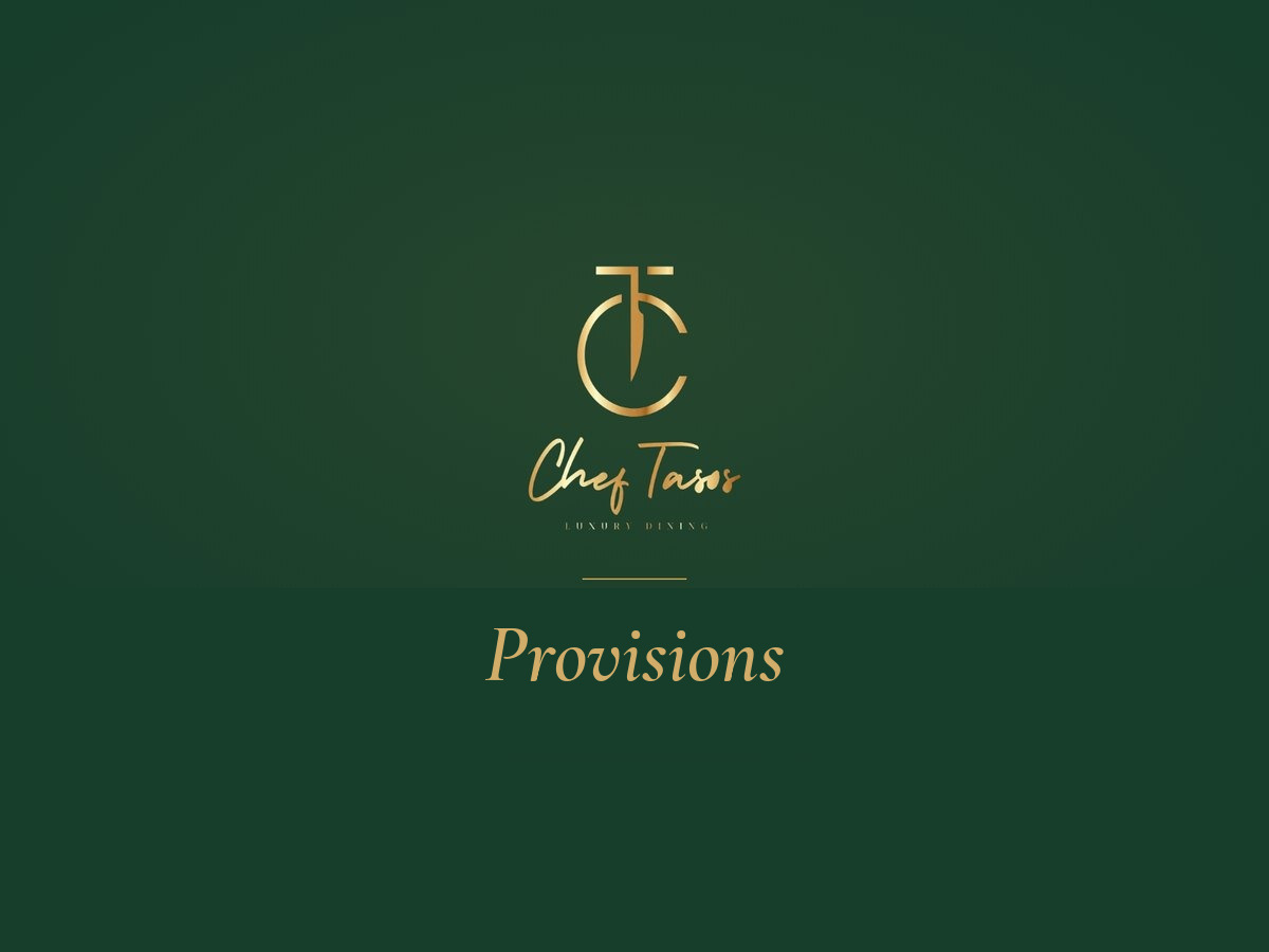 Provisions. Chef Tasos Luxury Dining, Miami